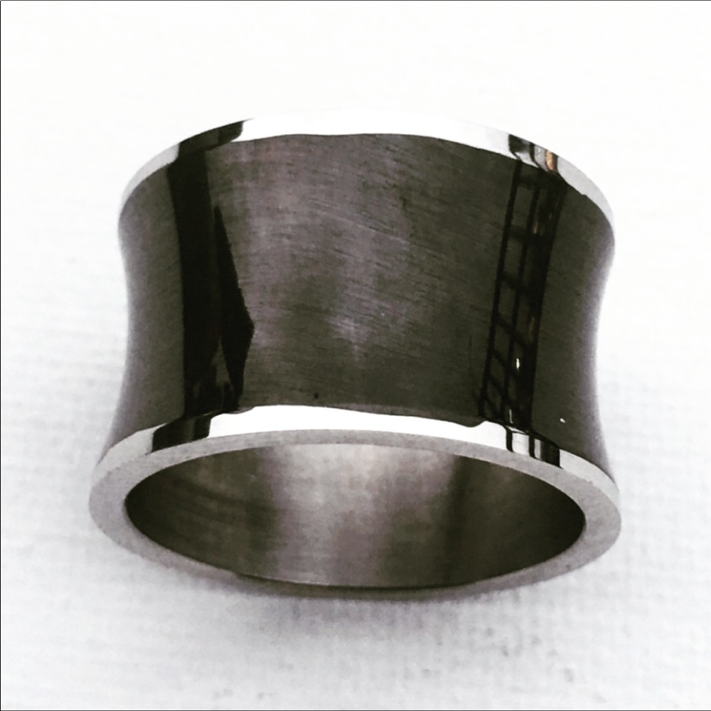 Stainless Steel Black Resin Band